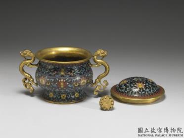 图片[2]-Copper-body cloisonne incense burner with dragon handles, Qing dynasty (1644-1911)-China Archive